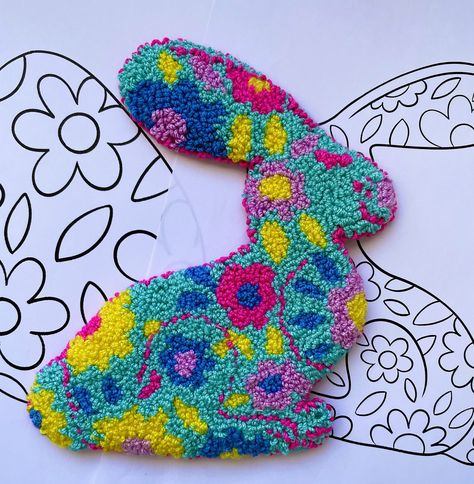 Easter Punch Needle, Easter Punch, Bunny Patterns, Knitted Decor, Monks Cloth, Needle Embroidery, Punch Needle Patterns, Create Decor, Punch Needle Embroidery