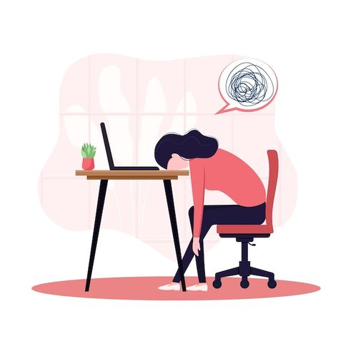 Tired Person, Burnout Syndrome, Tired Girl, Communication Theory, Day Illustration, Bored At Work, Illustration Art Girl, Game Concept, Vector Art Illustration