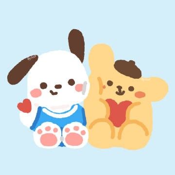 Credit : U420 (weibo) Pochacco And Pompompurin, Pom Purin, Hello Kit, Hello Kitty Iphone Wallpaper, Cute Simple Wallpapers, Matching Wallpaper, Apple Watch Wallpaper, Iphone Background Wallpaper, Kawaii Wallpaper