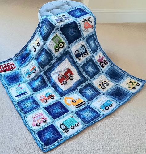 Crochet Blanket With Cars, Crochet Vehicles, Blanket Decor, Baby Boy Crochet Blanket, Single Crochet Decrease, Baby Boy Knitting Patterns, Crochet Afgans, Blanket Crochet Pattern, Crochet Decrease