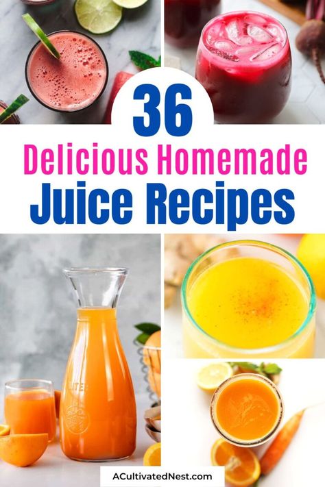 Homemade Juice Recipes, Orangeade Recipe, Grape Juice Recipe, Fruit Drinks Recipes, Fruit Punch Recipe, Vegetable Juice Recipes, Best Juicing Recipes, Fresh Juice Recipes, Healthy Juicer Recipes