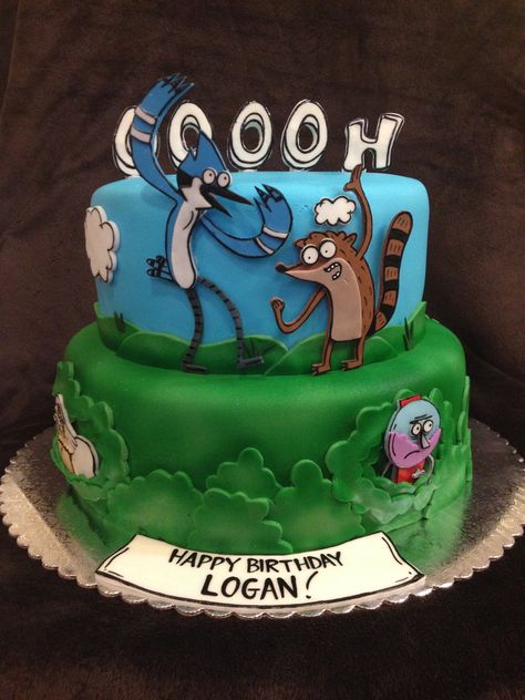 Free Cake! Free Cake!- Regular Show Cake I did Regular Show Cake, Regular Show, 10th Birthday Parties, Boy Birthday Cake, Cake Images, Cute Desserts, Cakes For Boys, Fancy Cakes, Pretty Cakes