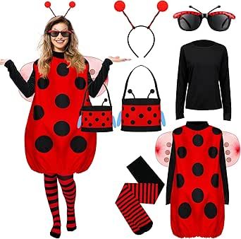 Accessories For Dress, Halloween One Piece, Ladybug Wings, Bug Costume, Ladybug Dress, Ladybug Costume, Bird Costume, Striped Tights, Cosplay Accessories