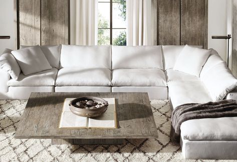 Get a First Look at Restoration Hardware's New Home Products Cloud Couch Restoration Hardware, Rh Cloud Sofa, Restoration Hardware Cloud Couch, Restoration Hardware Cloud, Living Room Rug Size, Cloud Couch, Sofa Images, Rustic Living Room Furniture, Sofa Inspiration