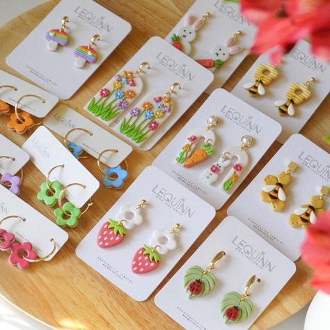 Polymer Clay Earrings Summer 2023, Lera Inspiration, Polymer Clay Spring, Spring Polymer Clay, Handcraft Earrings, Clay Products, Earring Inspo, Diy Earrings Polymer Clay, Butterfly Wing Earrings