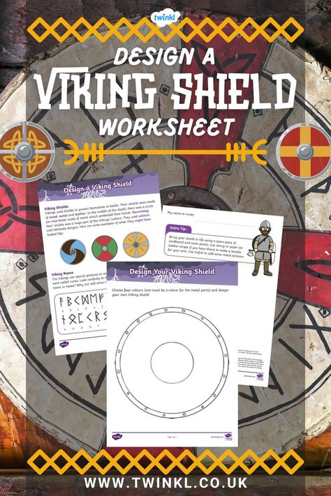 Design a Viking Shield Worksheet Vikings For Kids, Viking Shield Design, Ancient Sumer, Viking Pattern, History Lesson Plans, Great Fire Of London, Worksheet For Kids, Viking Shield, The Great Fire