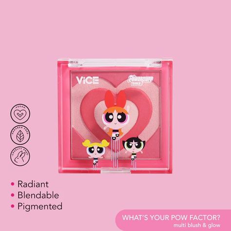 Vice Cosmetics, Powerpuff Girl, The Powerpuff Girls, The Powerpuff, Powder Blush, Lip Glow, Lip Oil, Powerpuff Girls, Jojoba Oil