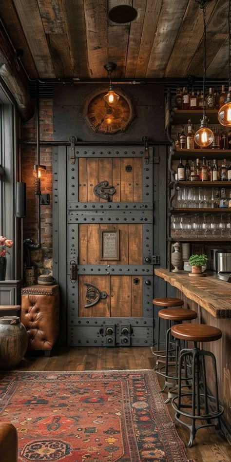 Casa Hobbit, Cave Basement, Man Cave Basement, Industrial Style Decor, Fa Fal, Basement Design Ideas, Rustic Home Design, Basement Bar, Basement Design