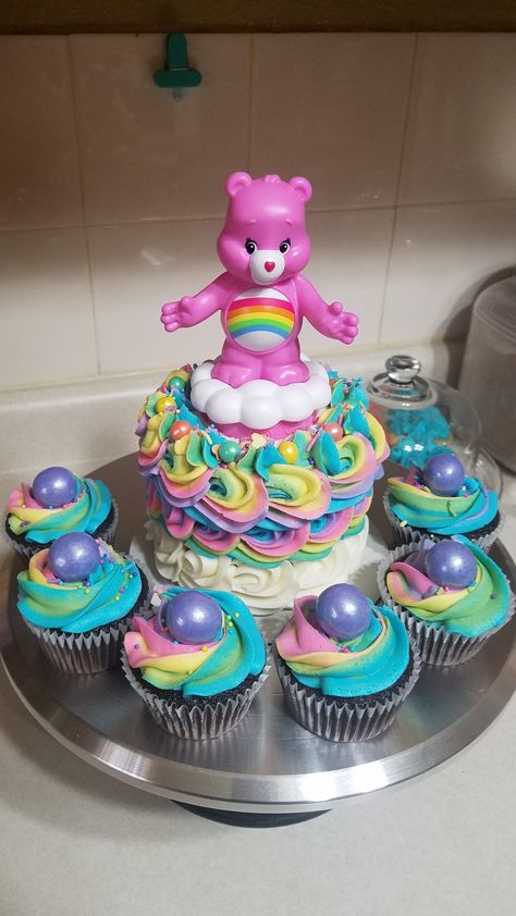 #Carebear #birthday #rainbow Carebear Birthday Cake, Carebear Cupcake, Care Bears Birthday Party Cake, Carebear Birthday Cupcakes, Care Bear 1st Birthday Cake, Care Bear Birthday Cake Ideas, Care Bear Smash Cake, Carebear Birthday Party Ideas, Care Bears Cake Ideas