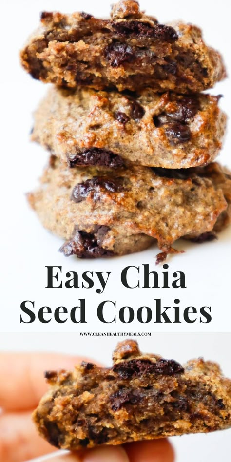 Try this easy recipe for chia seed cookies, they are gooey on the inside and crispy on the outside. An absolutely delicious healthy snack recipe! Chia Seed Cookies, Healthy Vegan Cookies, Healthy Snack Recipe, Seed Cookies, Chia Recipe, Clean Eating Lifestyle, Healthy Food Habits, Vegan Cookies Recipes, Healthy Food Guide