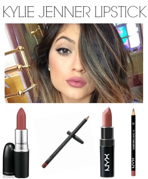 Kylie Jenner Lipstick - two combinations for her matte mauve pout! NYX Round Lipstick in Thalia and NYX 831 Mauve lip pencil Mac Faux Lipstick, Mac Faux, Mauve Lips, Kylie Jenner Lipstick, Make Up Inspiration, Essense Of Australia, Elsa Peretti, Makeup Obsession, Kiss Makeup