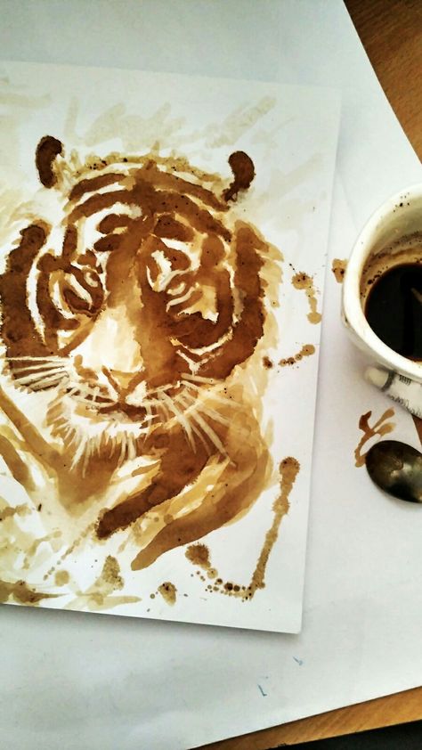 My coffee painting. 15/06/17 #painting #drawing #art #ideas #inspiration #coffee Coffe Paint Art Easy, Spill Art Ideas, Coffee Art Painting Artworks Easy, Spilled Coffee Art, Art Using Coffee, Coffee Art Painting Ideas, Coffee Painting Ideas Easy, Painting Using Coffee, Coffee Spill Art