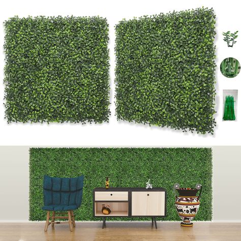 PRICES MAY VARY. 🌿【High Density,Thick, Anti-glare and Realistic】12 boxwood panels, each grass panels with a size of 20*20 in and leaves height of 1.6 in. Each panel has 400 plants and 9600 leaves. The greenery wall can cover the background 100% without any gaps. We use a special harmless anti-aging agent, and the leaves will not fade, fall off and age within 5 years. This is our high-quality boxwood hedge Bybeton, I believe it won't let you down. 🌿【Easy to Install】This grass wall is a multifun Artificial Grass Backdrop For Spa, Neon Signs On Grass Wall, Faux Greenery Wall With Neon Sign, Boxwood Wall With Neon Sign, Fake Grass Wall With Neon Sign, Boxwood Hedge Wall, Artificial Grass Wall, Grass Backdrops, Modern Patio Design