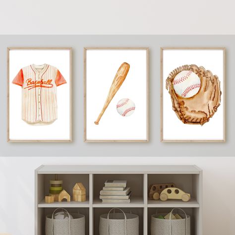 Vintage Baseball Room, Baseball Nursery Theme, Baseball Themed Bedroom, Baseball Theme Room, Baseball Room Decor, Baseball Wall Decor, Baseball Nursery, Baseball Bedroom, Baseball Wall Art