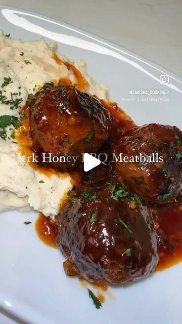 Atlanta’s Foodie 🍑 | Restaurant & Lounge Partner on Instagram: "Jerk Honey BBQ Meatballs 🔥🧑🏽‍🍳 • 🚨Recipe Now Available 🚨 Click the link in my bio ❤️ • #meatballs #jerk #jerksauce #honeybbq #bbqsauce #mashedpotatoes #homemade #food #foodie #dinnertime #dinnerideas #letscook #lunchtime #lunchideas" Jerk Meatballs Recipe, Honey Bbq Meatballs, Jerk Meatballs, Meatballs Bbq, Pregnancy Eating, Bbq Meatballs, Honey Bbq, Meatballs Recipe, Restaurant Lounge