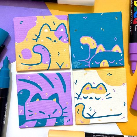 Mini Canvas Paintings, Posca Marker, Posca Art, Kunst Inspiration, Canvas Painting Designs, Cute Paintings, Small Canvas Art, Lukisan Cat Air, Arte Sketchbook