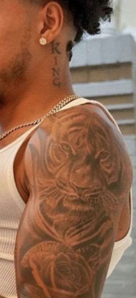 Tattoos Shoulder Mens, King Cid Tattoo, Shoulder Tats Men, Black Men Shoulder Tattoo, Upper Shoulder Tattoo Men, King Cid, Inside Arm Tattoo Men, Upper Shoulder Tattoo, Inside Of Arm Tattoo