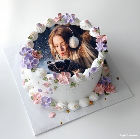 Free Download Flower Border Birthday Cake With Photo Photo Print Cake Design, Photo Cake Design, Birthday Cake With Photo Print, Photo Print Cake, Happy Birthday Faisal Name Cake, Happy Birthday Komal Name Cake, Happy Birthday Cake Pic With Name, Birthday Cake Image, Who's Birthday Is Today