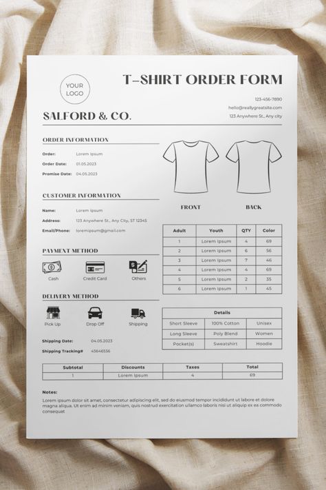 Order Form Template Free Printable, Shirt Layout Design, T Shirt Order Form Template, T Shirt Layout, T Shirt Order Form, Shirt Order Form, Shirt Layout, Esthetician Supplies, Custom Order Form