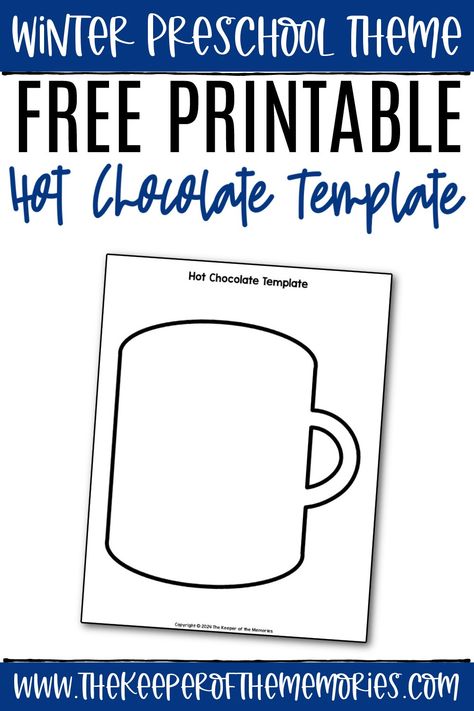 Get creative with your preschoolers and kindergartners while strengthening fine motor skills this winter using this adorable Hot Chocolate Template. This free printable craft template is a great addition to your winter-themed art center. Grab Hot Cocoa Template Free Printable, Hot Chocolate Template Free Printable, Hot Coco Crafts Preschool, Winter Templates Free Printable, Hot Chocolate Bulletin Board Ideas, Hot Cocoa Mug Craft, Hot Chocolate Activities, Hot Chocolate Crafts, Hot Chocolate Craft