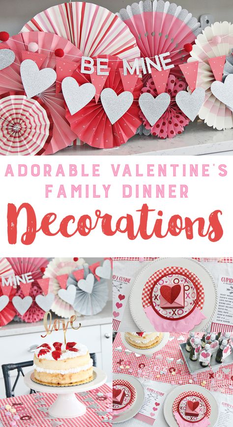 Valentine Dinner Decorations, Family Valentines Dinner, Vegan Diner, Valentine Dinner Party, Day Party Decorations, Saint Valentin Diy, Valentines Bricolage, Family Valentines Day, Valentinstag Party