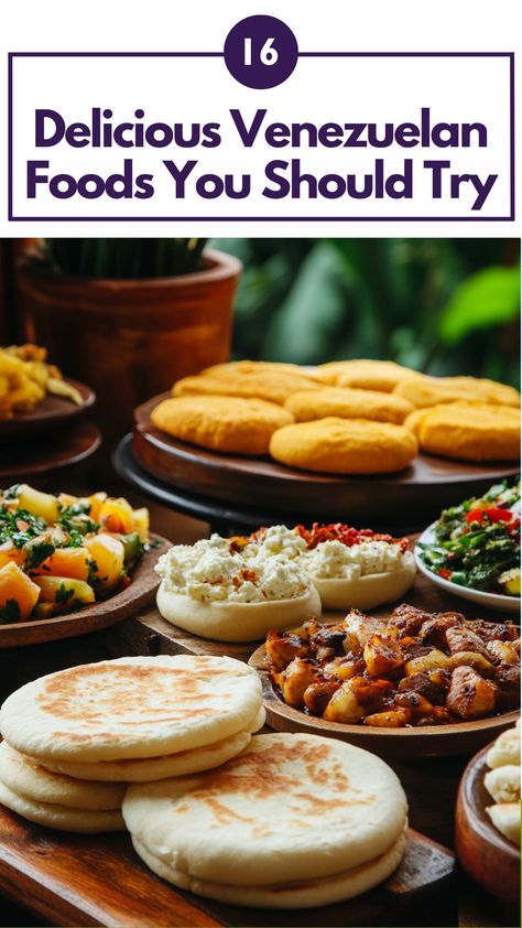 Traditional Venezuelan foods including arepas and tequeños displayed on a table, highlighting the vibrant and rich flavors of Venezuelan cuisine. Carne Mechada Venezuela Recipe, Venezuelan Recipes, Venezuelan Food, Recipe List, Savory Meals, Delicious Dishes, Authentic Recipes, Food Lists, Traditional Food