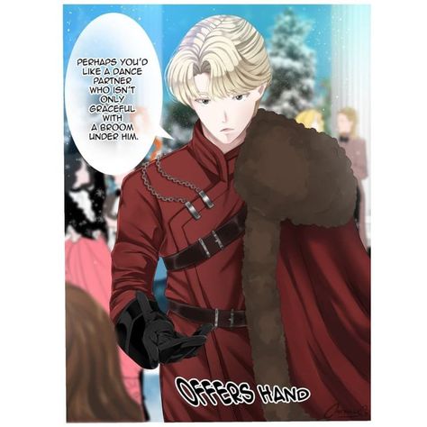 manga version draco malfoy Durmstrang Draco, Draco X Hermione, The Yule Ball, Slytherin Pride, Draco And Hermione, Yule Ball, Partner Dance, 3d Drawings, Hermione Granger