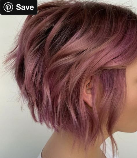 Rose Brown Balayage Short Hair, Short Brown Hair With Pink Tips, Short Bob Hair Color Ideas, Work Appropriate Pink Hair, Pink Highlights Short Hair, Short Hair Pink Highlights, Rose Gold Hair Brunette Short, Dusty Pink Hair Color, Pink Balayage Short Hair