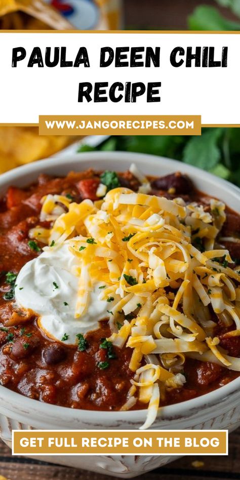 Paula Deen Chili Recipe Ground Beef, Trisha Yearwood Chili Recipe, Jamie Dean Award Winning Chili, Jamie Deen Chili Recipe, Best Chili Recipe With Cocoa Powder, Paula Deans Recipes, Ina Garten Chili Recipe, Paula Deen Crockpot Recipes, Paula Dean Chilli Recipe