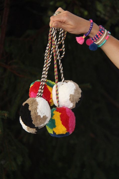 Giant Pom Pom Swag, Tie Back, Bag Charm, Dorm Room Decor, Pom Pom on Rope, Tassel, Multicolored Bohemian Supply, Jungalow Gypset Boho Style Giant Pom Pom, Large Pom Poms, Pom Pom Charm, Rope Tassel, Pom Pom Crafts, Back Bag, Boho Home Decor, Boho Home, Dorm Room Decor