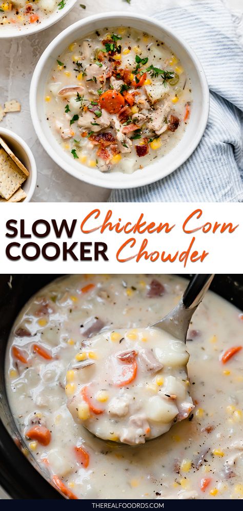 Crockpot Chicken Corn Chowder, Crockpot Chicken Soup Recipes, Slow Cooker Chicken Corn Chowder, Crockpot Chicken Soup, Chicken Soup Recipes Crockpot, Chicken And Corn Chowder, Chicken Soup Crockpot, Corn Chowder Soup, Chicken And Corn