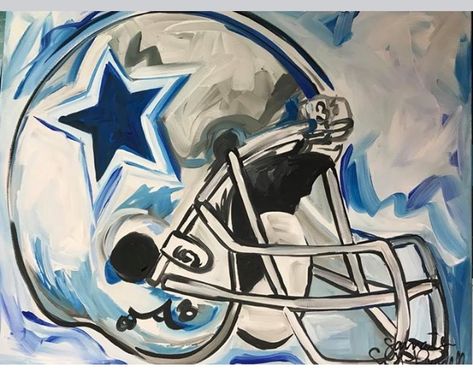 Cowboy Painting Ideas, Dallas Cowboys Painting, Cowboys Painting, Dallas Cowboys Art, Man Cave Paintings, Football Painting, Oil Illustration, Sport Art Projects, Football Paintings