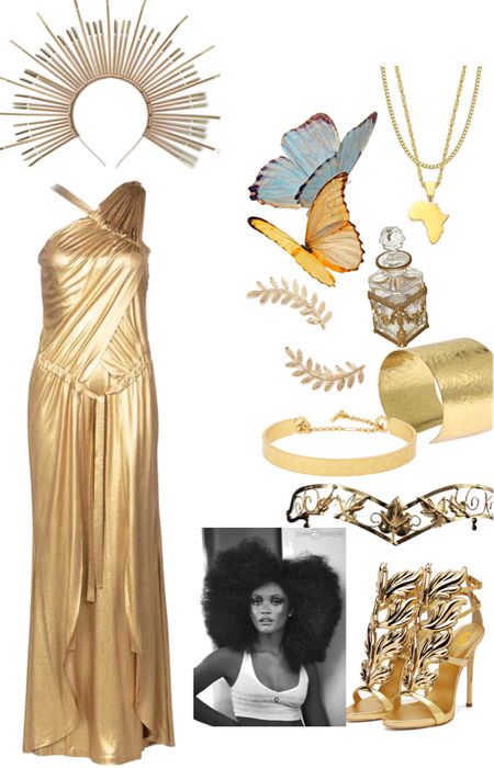 Goddess Party Theme Outfit, Goddess Theme Party Outfit, Golden Goddess Aesthetic Outfit, Godess Costume Accessories, Goddess Theme Party, Greek Goddess Lookbook, Salt Burn, Gold Theme Party, Gold Goddess