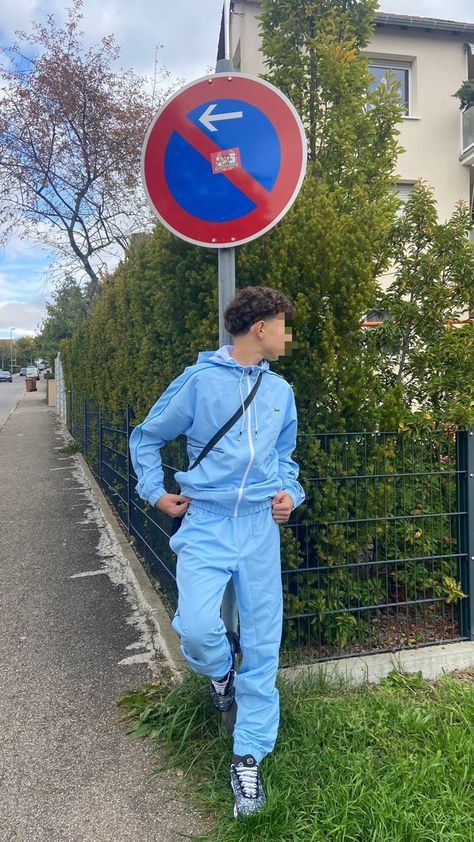 White Tns Outfit, Tracksuit Outfit Mens, Ensemble Lacoste, Men Tracksuit Outfit, Lacoste Outfit, Lacoste Tracksuit, Tracksuits For Men, Blue Tracksuit, French Boys