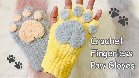 Cat Paw Gloves Crochet, Crochet Cat Paw Gloves, Kawaii Patterns, Paw Crochet, Crochet Gloves Free Pattern, Crochet Baby Mittens, Crochet Hand Warmers, Kat Haken, Paw Gloves