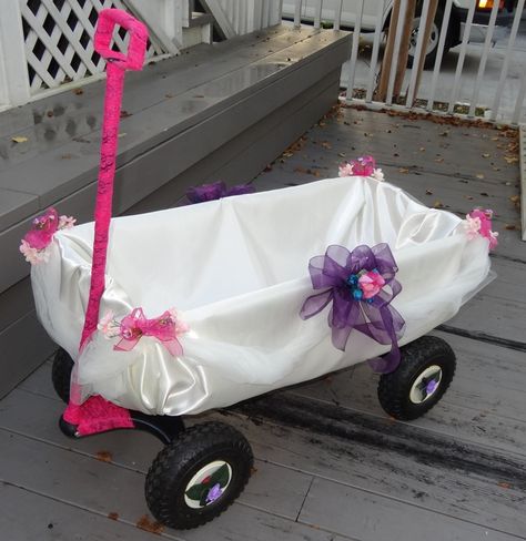 Cute wagon for the Flower Girl. How To Decorate A Wagon For A Wedding, Flower Girl Wagons, Radio Flyer Wedding Wagon Ideas, Wagon For Wedding Baby, Wedding Wagons For Flower Girl Tulle, Wedding Details, Baby Strollers, Flower Girl, Bridal Shower