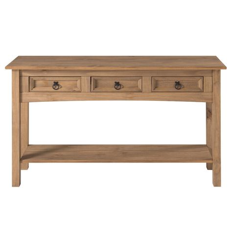 Longshore Tides Dinnington 47.99" Solid Wood Console Table & Reviews - Wayfair Canada Natural Wood Console Table, Indoor Ideas, White Console Table, Reno Ideas, Hall Table, Wood Console Table, Wood Console, Console Tables, Menu Furniture