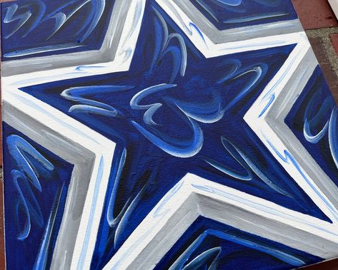 Dallas Cowboy Painting, Painted Banners, Outsider Art Painting, Art Football, Holiday Artwork, Expressionist Painting, Dark Blue Background, Hand Painting Art, Sports Teams