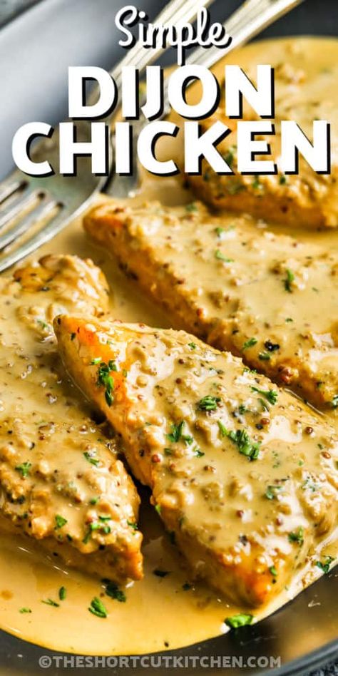 Garlic Dijon Chicken, Chicken With Mustard Cream Sauce, Slow Cooker Creamy French Mustard Chicken, Crockpot Dijon Chicken, Dijon Mustard Sauce For Chicken, Chicken Dijon Cream Sauce, Dijon Mustard Chicken Marinade, Chicken Mustard Recipes, Chicken Dijon Recipes