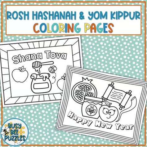 Rosh Hashanah and Yom Kippur Coloring Pages Sheets - Jewish High Holy Holidays Yum Kippur, Yom Kippur, Rosh Hashanah, Early Finishers, Brain Breaks, Morning Work, Engagement Activities, Coloring Page, Brain