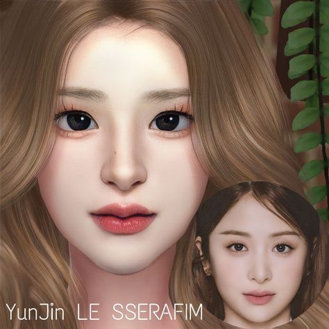 Sims YunJin LE SSERAFIM Sims 4 Le Sserafim, Sims 4 Cc Le Sserafim, Aegyosal Sims 4 Cc, Kpop Cc Sims 4, Kpop Sims 4, Sims 4 Kpop Cc, Sims People, Women Kpop, Sims Characters