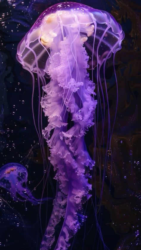 Purple Jellyfish, Jellyfish Pictures, Sea Jellies, Princess Jellyfish, The Deep Blue Sea, Jellyfish Art, Wallpaper Collage, Beautiful Sea Creatures, Iphone Wallpaper Themes