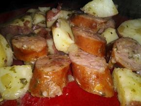 Hot German Potatoes And Knockwurst Recipe - Food.com - 414666 Knackwurst Recipe, Vegetable Strudel, Oktoberfest Recipes, Sausage And Potatoes, Plating Food, Presentation Food, Bratwurst Recipes, Meat And Potatoes, Oktoberfest Food