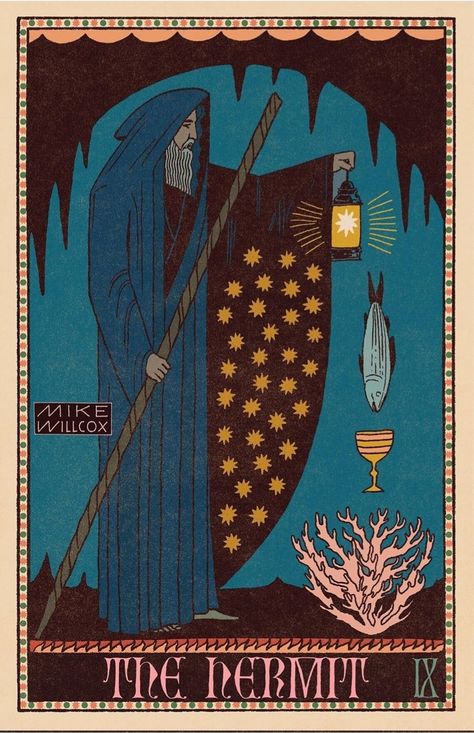 The Hermit Tarot Card, Hermit Tarot Card, Owl Tattoo Drawings, Hermit Tarot, The Hermit Tarot, Animal Tarot, Zen Den, Le Tarot, The Hermit