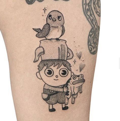 Over The Garden Wall Tattoo Greg, Over The Garden Wall Frog Tattoo, The Garden Tattoo Band, Over The Garden Wall Tattoo Ideas, Over The Garden Wall Painting, Over The Garden Wall Tattoo Simple, Over The Garden Wall Frog, Otgw Tattoo, Over The Garden Wall Tattoo