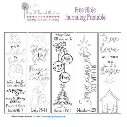 Nativity Bible Journaling, Bible Journaling Christmas, Bible Art Journaling Free Printables, Christmas Bible Journaling Ideas, Bible Journal Printables, Christmas Bible Journaling, Free Bible Journaling Printables, Scripture Graphics, Coloring Bookmarks Free