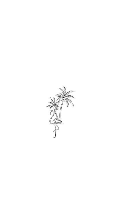 Delicate Beach Tattoo, Simple Florida Tattoo, Bahamian Tattoo Ideas, Key West Tattoo Ideas Simple, Dominican Republic Tattoo Ideas Women, Tattoos To Get In Mexico, Flamingo Palm Tree Tattoo, Fineline Palm Tree Tattoo, Tattoos To Get On Holiday