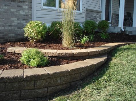 Retaining Wall Designs Minneapolis | Minneapolis Hardscaping ... Backyard Retaining Walls, Retaining Wall Design, Mulch Landscaping, Sloped Backyard, Landscaping Retaining Walls, Sloped Garden, Front Landscaping, Landscaping Supplies, Wall Designs