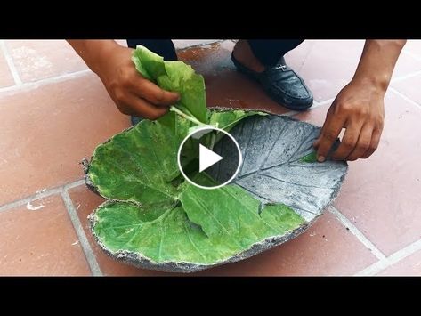 Cement Leaf Casting, Concrete Diy Garden, Leaf Casting, Cement Leaves, Concrete Tables, Concrete Bird Bath, Concrete Leaves, Cement Projects, Cement Garden