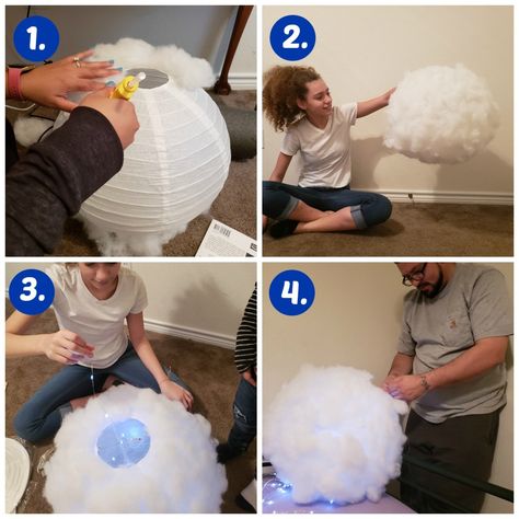 Cloud Display, Cloud Lamp Diy, Cloud Lantern, Stall Decorations, 4de Verjaardag, Lightning Cloud, Christmas Door Decorating Contest, Fun Diy Projects, Diy Clouds